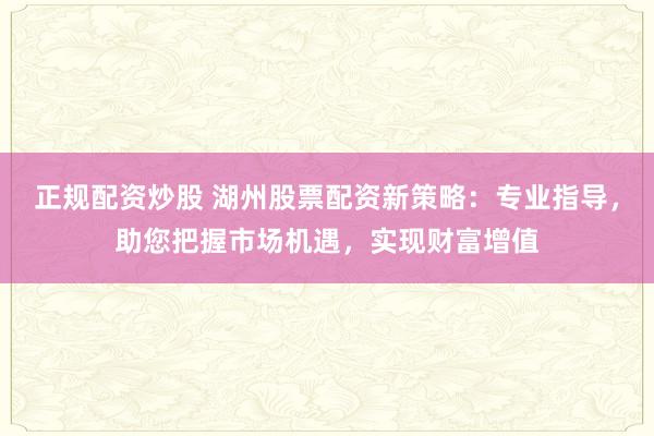 正规配资炒股 湖州股票配资新策略：专业指导，助您把握市场机遇，实现财富增值