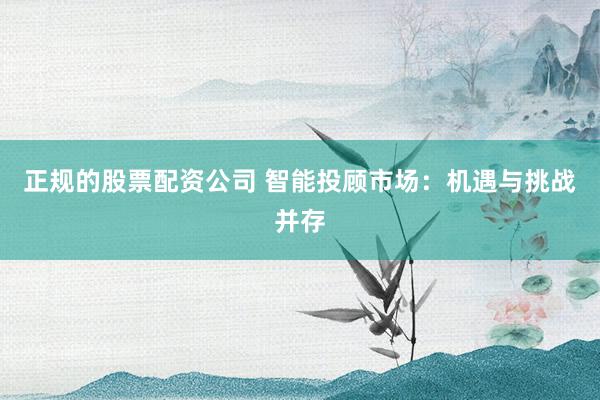正规的股票配资公司 智能投顾市场：机遇与挑战并存