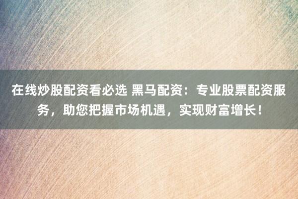 在线炒股配资看必选 黑马配资：专业股票配资服务，助您把握市场机遇，实现财富增长！