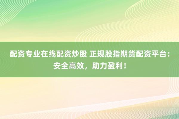 配资专业在线配资炒股 正规股指期货配资平台：安全高效，助力盈利！