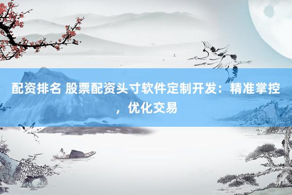 配资排名 股票配资头寸软件定制开发：精准掌控，优化交易