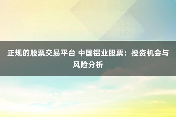 正规的股票交易平台 中国铝业股票：投资机会与风险分析