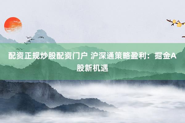 配资正规炒股配资门户 沪深通策略盈利:掘金A股新机遇