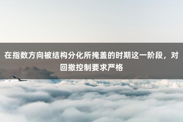 在指数方向被结构分化所掩盖的时期这一阶段，对回撤控制要求严格