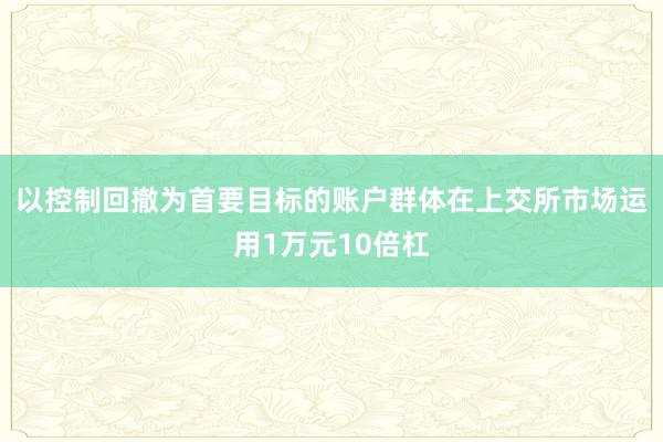 以控制回撤为首要目标的账户群体在上交所市场运用1万元10倍杠