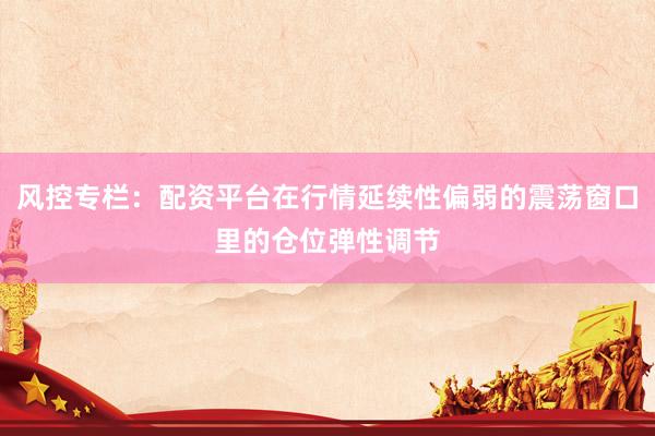风控专栏：配资平台在行情延续性偏弱的震荡窗口里的仓位弹性调节