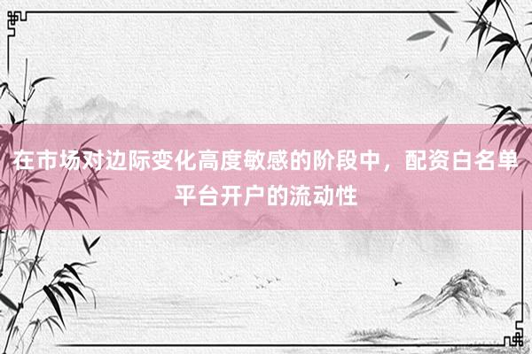 在市场对边际变化高度敏感的阶段中，配资白名单平台开户的流动性