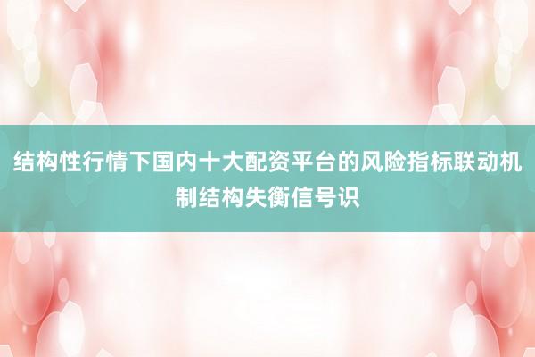 结构性行情下国内十大配资平台的风险指标联动机制结构失衡信号识