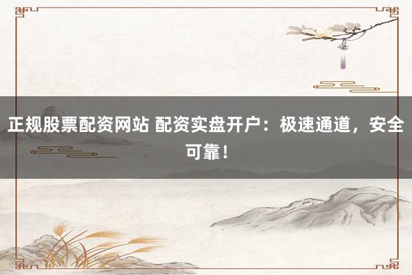 正规股票配资网站 配资实盘开户:极速通道,安全可靠!