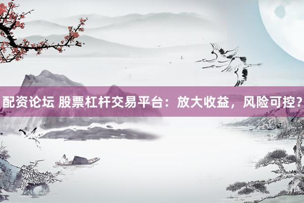 配资论坛 股票杠杆交易平台：放大收益，风险可控？